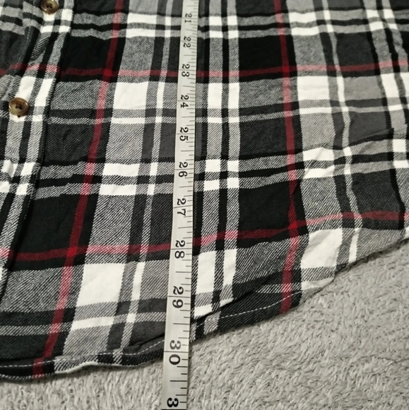 Chaps Shirt Mens L Combat Grey Flannel Plaid Embroidered Logo Button Down Pocket - Picture 4 of 13